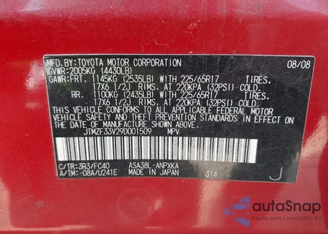 2009 Toyota Rav4 z USA, uszkodzony, nr VIN JTMZF33V29D001509